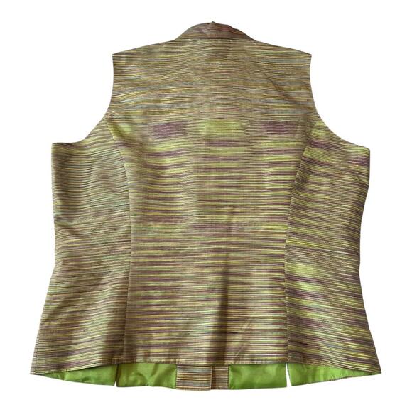 VINTAGE ICE Silk Striped Sleeveless Top | Size 10 | Green | Statement Y2K Formal - Picture 12 of 14